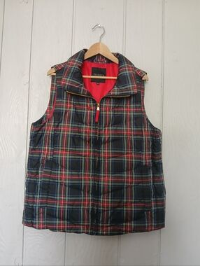Talbots Plaid Down Quilted Puffer Vest Size XL